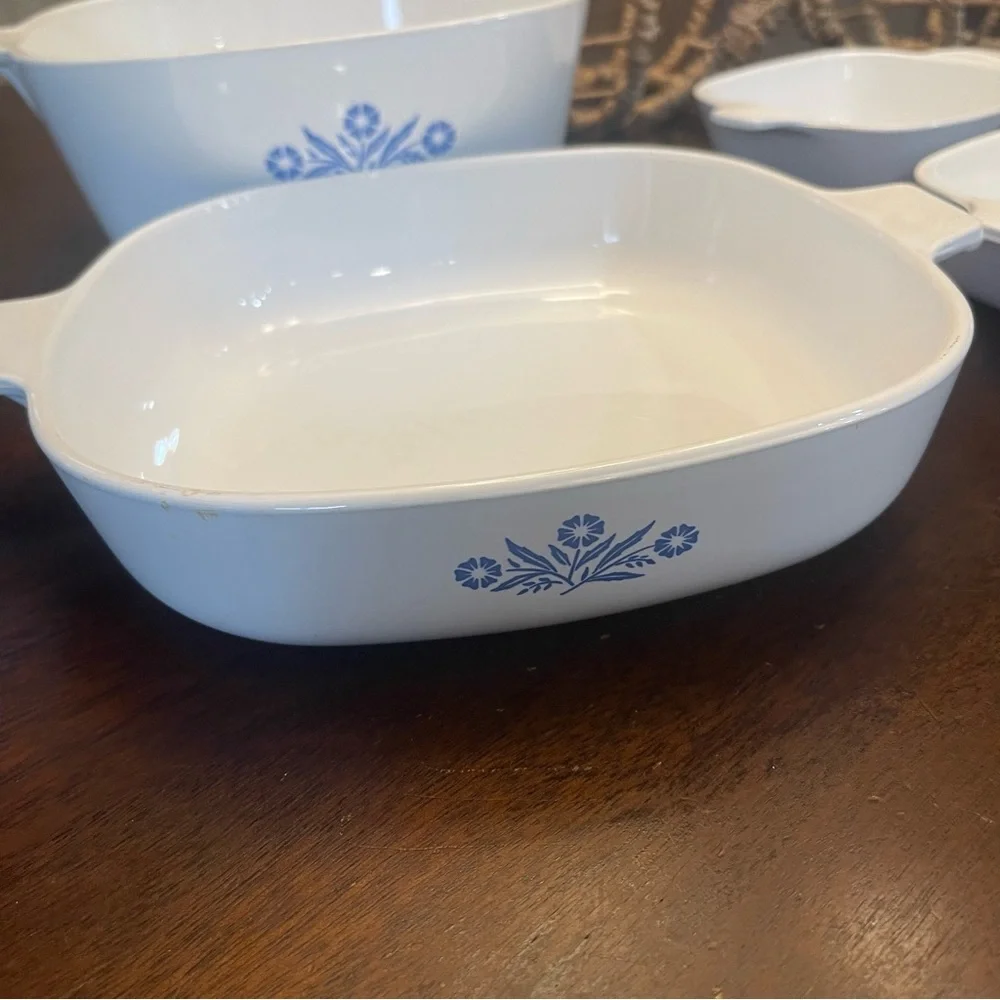 VINTAGE CORNING WARE White Blue Casserole Dishes